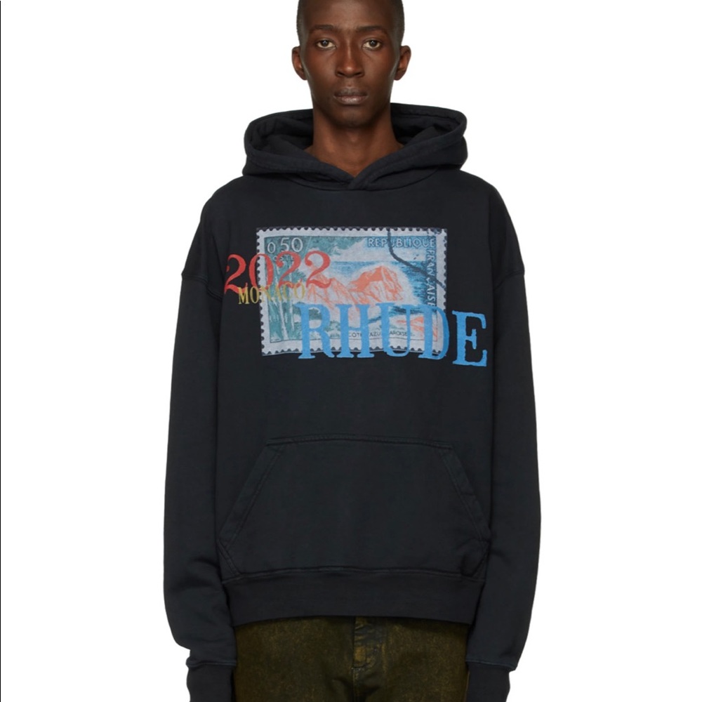 Rhude Stamp Hoodie in Black